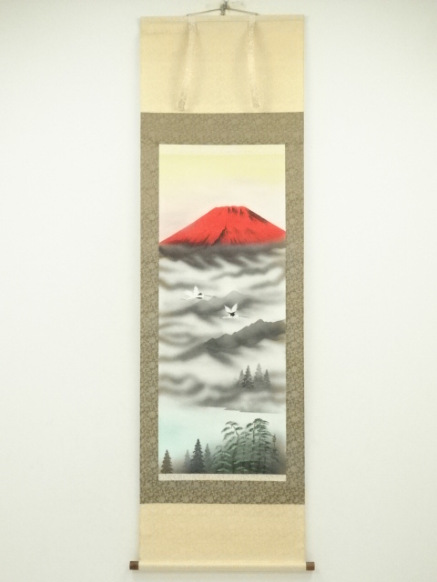 幸風筆 赤富士 肉筆絹本掛軸（保護箱） | 宗 sou::お茶道具・着物のお店